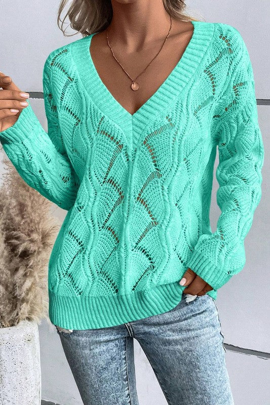 HOLLOW KNIT CROPPED SWEATER