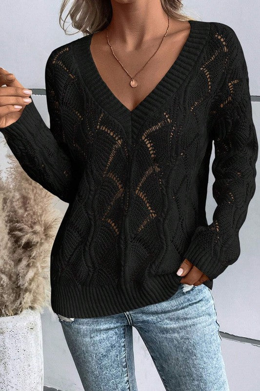 HOLLOW KNIT CROPPED SWEATER