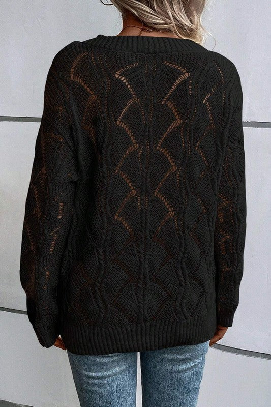 HOLLOW KNIT CROPPED SWEATER