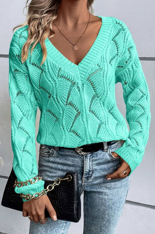 HOLLOW KNIT CROPPED SWEATER