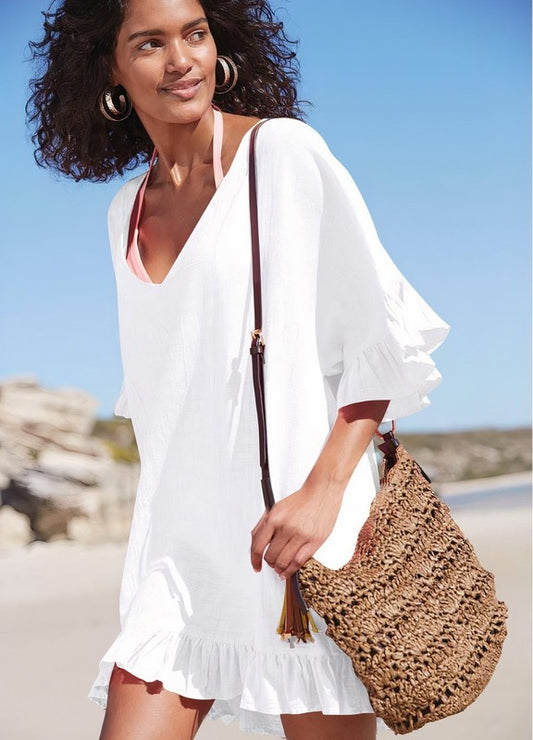 RUFFLE SWIMWEAR TUNIC COVER-UP