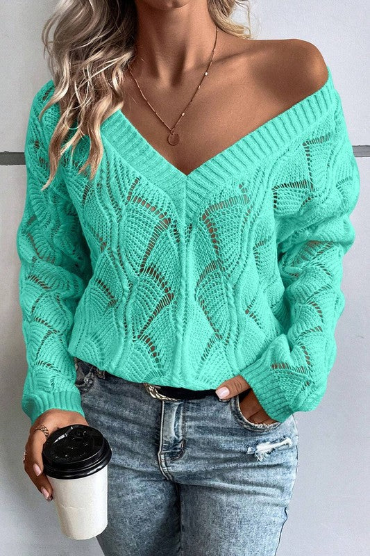 HOLLOW KNIT CROPPED SWEATER